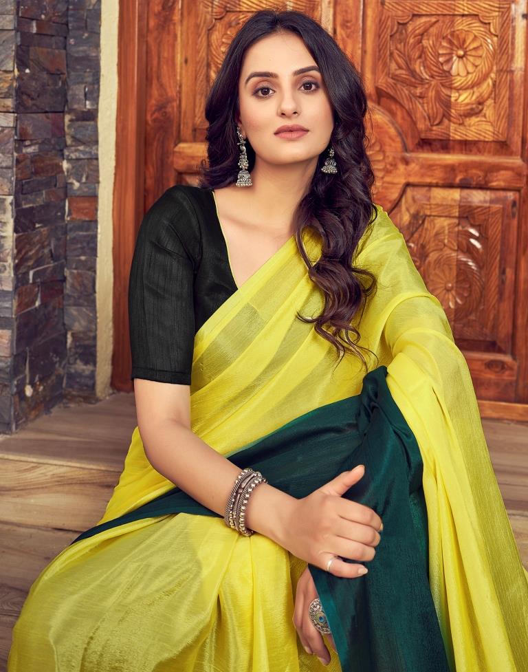 Ready to Wear Yellow Chiffon Plain Saree