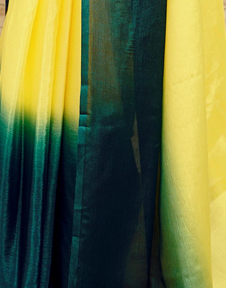 Ready to Wear Yellow Chiffon Plain Saree