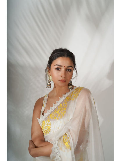 White Organza Saree | Leemboodi