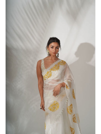 White Organza Saree | Leemboodi
