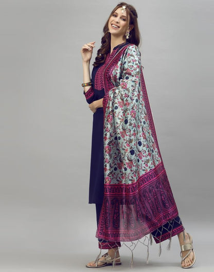 Navy Blue Kurti with Pant And Dupatta | Leemboodi