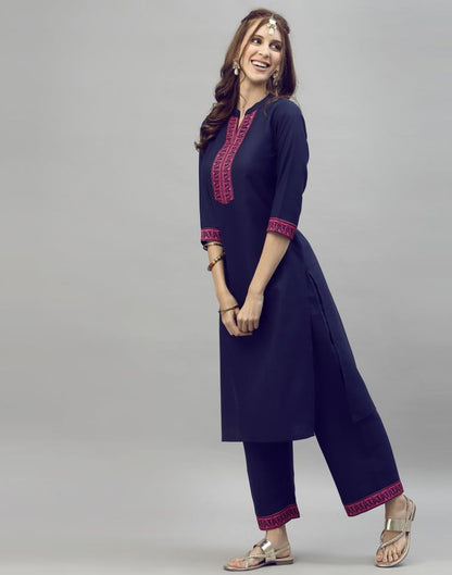 Navy Blue Kurti with Pant And Dupatta | Leemboodi