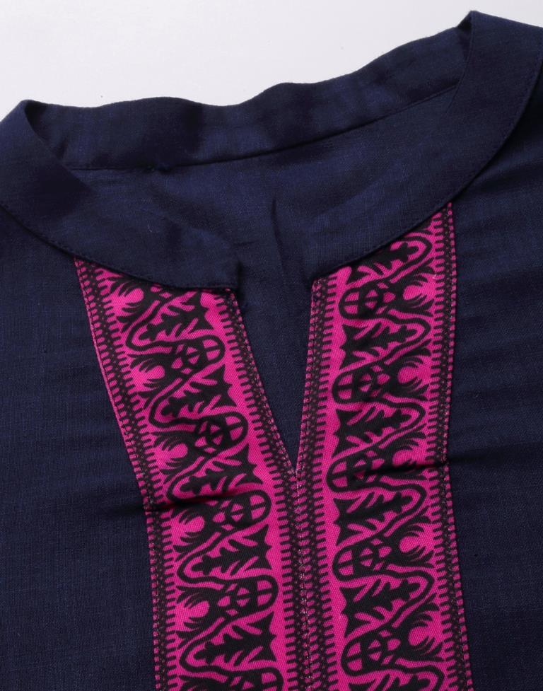 Navy Blue Kurti with Pant And Dupatta | Leemboodi
