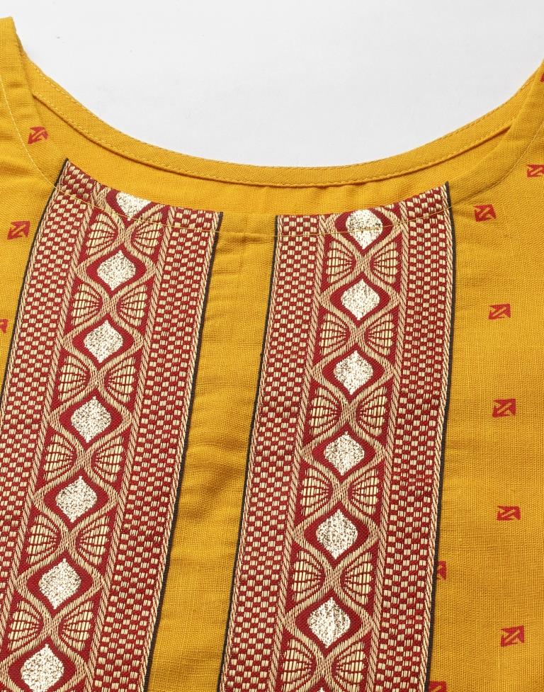 Mustard Kurti With Pant And Dupatta | Leemboodi