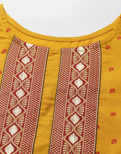 Mustard Kurti With Pant And Dupatta | Leemboodi