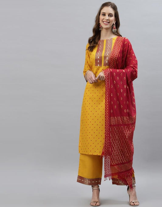 Mustard Kurti With Pant And Dupatta | Leemboodi