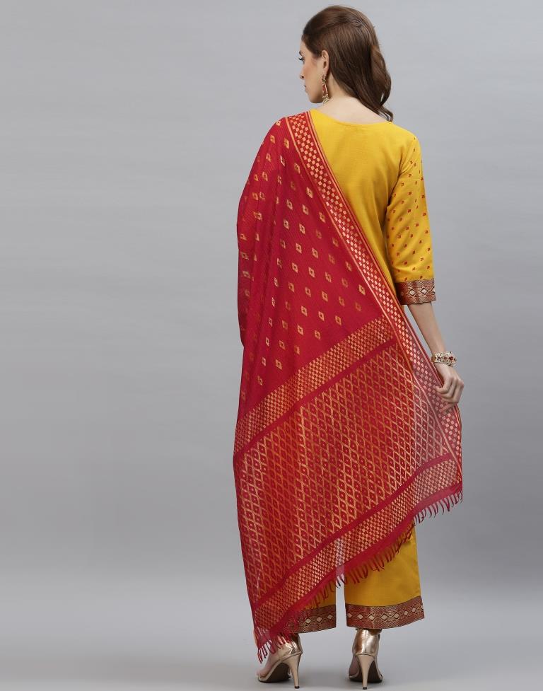 Mustard Kurti With Pant And Dupatta | Leemboodi