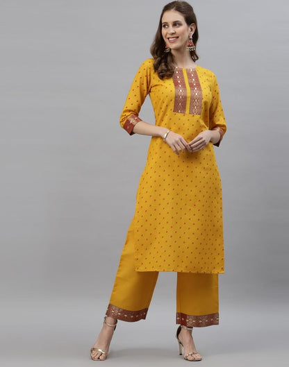 Mustard Kurti With Pant And Dupatta | Leemboodi