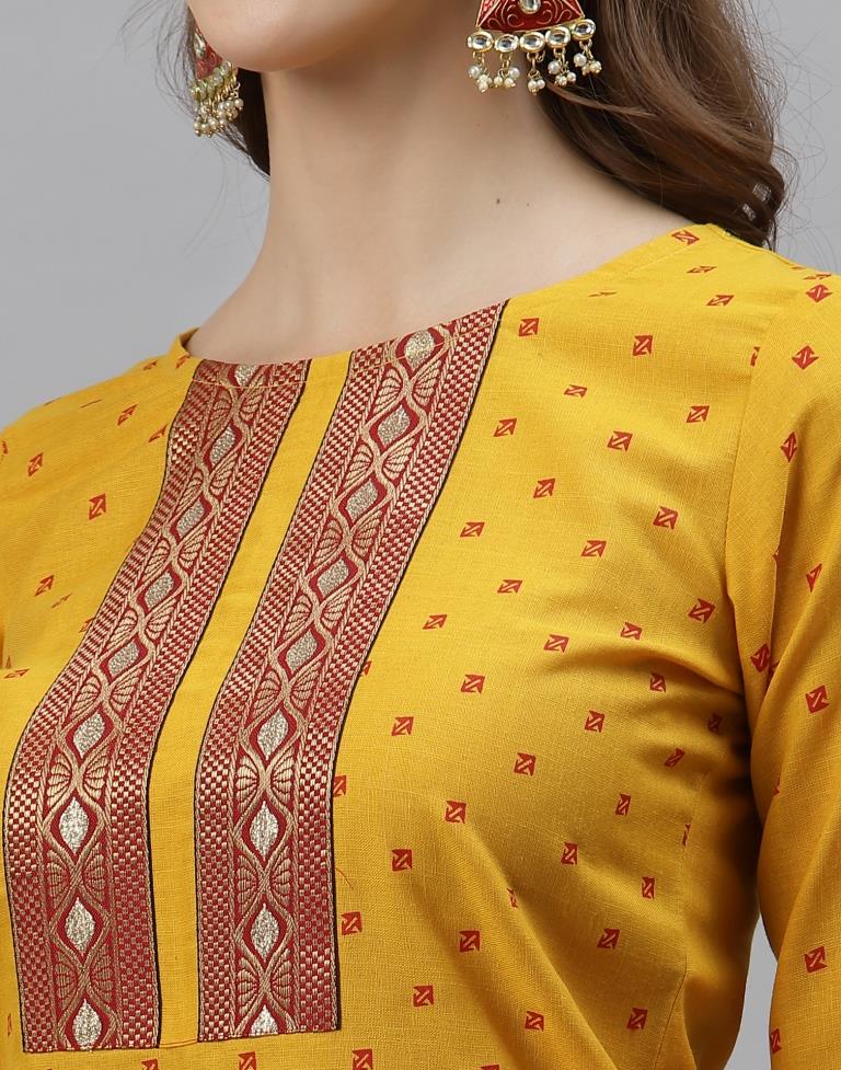Mustard Kurti With Pant And Dupatta | Leemboodi