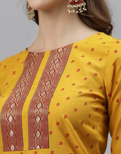 Mustard Kurti With Pant And Dupatta | Leemboodi