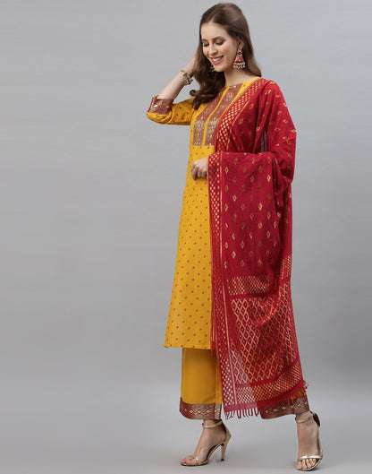 Mustard Kurti With Pant And Dupatta | Leemboodi