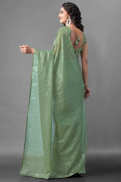 Light Green Sequence Saree | Leemboodi