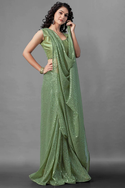Light Green Sequence Saree | Leemboodi