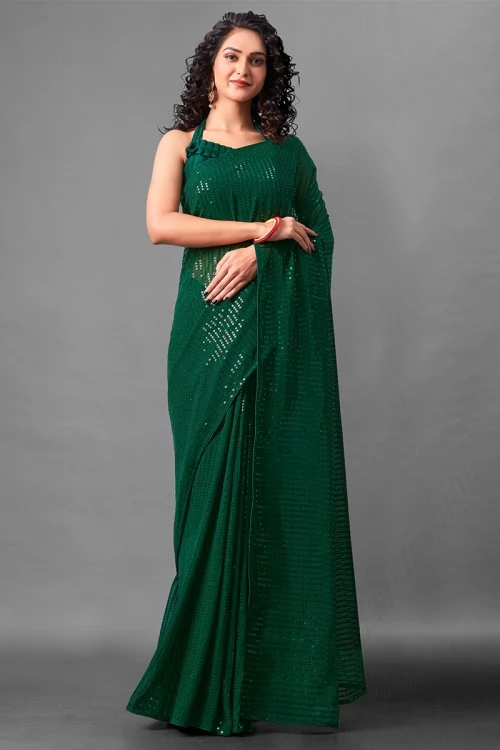 Green Sequence Saree | Leemboodi