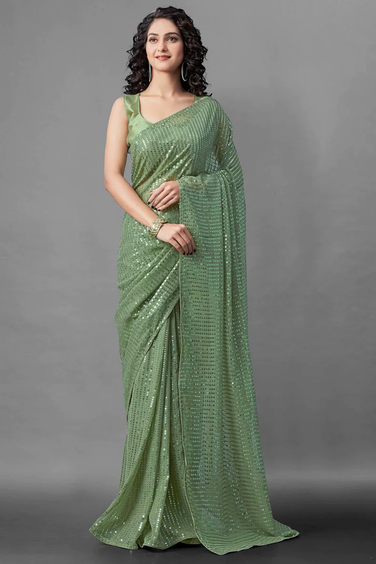 Light Green Sequence Saree | Leemboodi