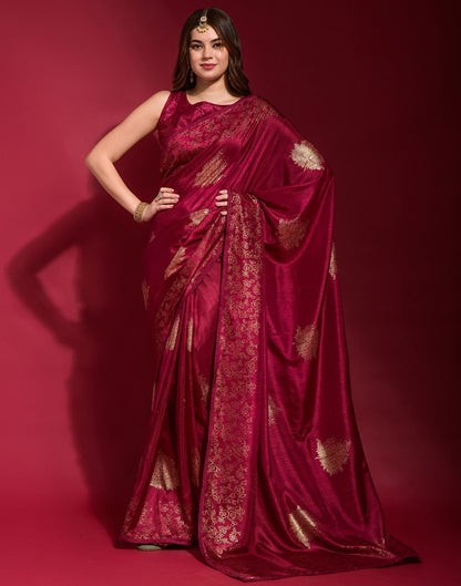 Maroon Silk Printed Saree | Leemboodi