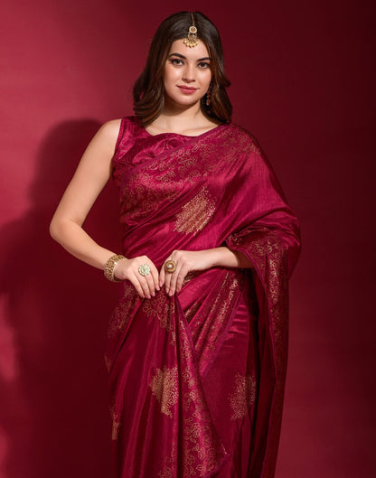 Maroon Silk Printed Saree | Leemboodi