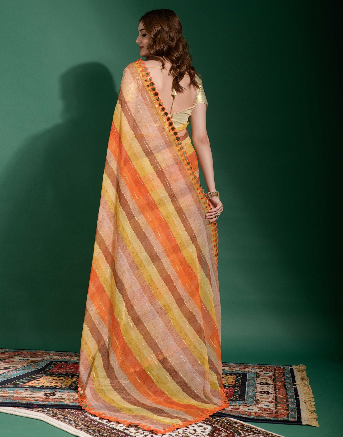 Multicoloured Heavy Chiffon Printed Saree | Leemboodi