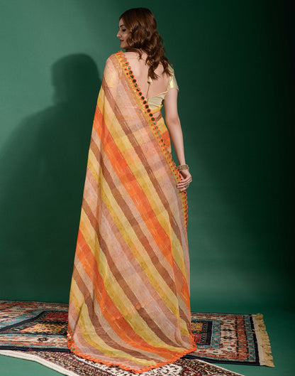 Multicoloured Heavy Chiffon Printed Saree | Leemboodi