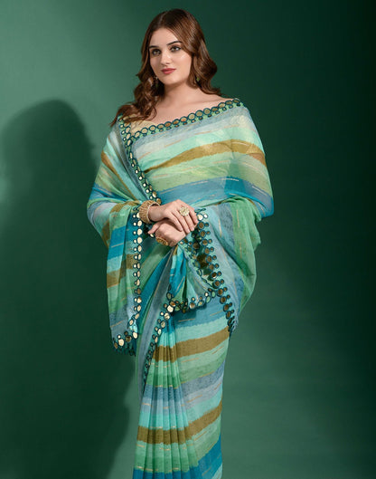 Multicoloured Heavy Chiffon Printed Saree | Leemboodi