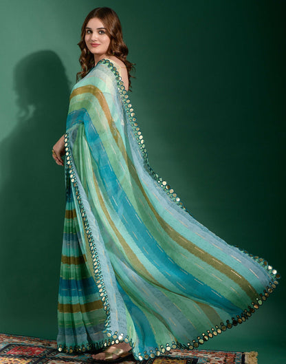 Multicoloured Heavy Chiffon Printed Saree | Leemboodi