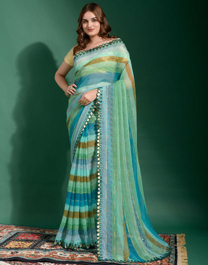 Multicoloured Heavy Chiffon Printed Saree | Leemboodi