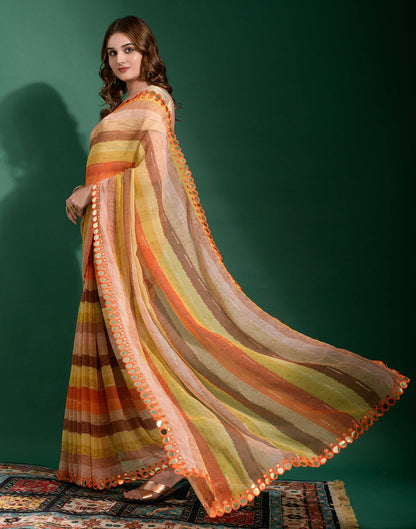 Multicoloured Heavy Chiffon Printed Saree | Leemboodi