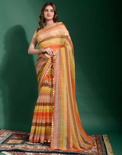 Multicoloured Heavy Chiffon Printed Saree | Leemboodi