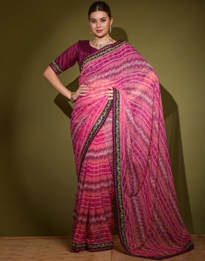 Pink Heavy Georgette Sequence Saree | Leemboodi