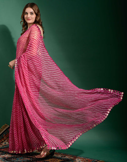 Pink Heavy Chiffon Leriya Printed Saree | Leemboodi