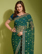 Teal Georgette Printed Saree | Leemboodi