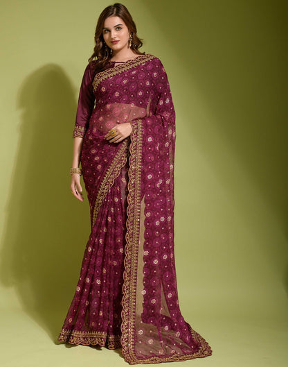 Maroon Georgette Printed Saree | Leemboodi