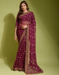 Maroon Georgette Printed Saree | Leemboodi