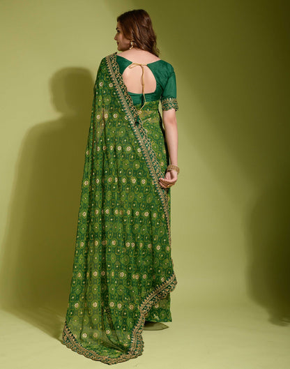 Green Georgette Printed Saree | Leemboodi
