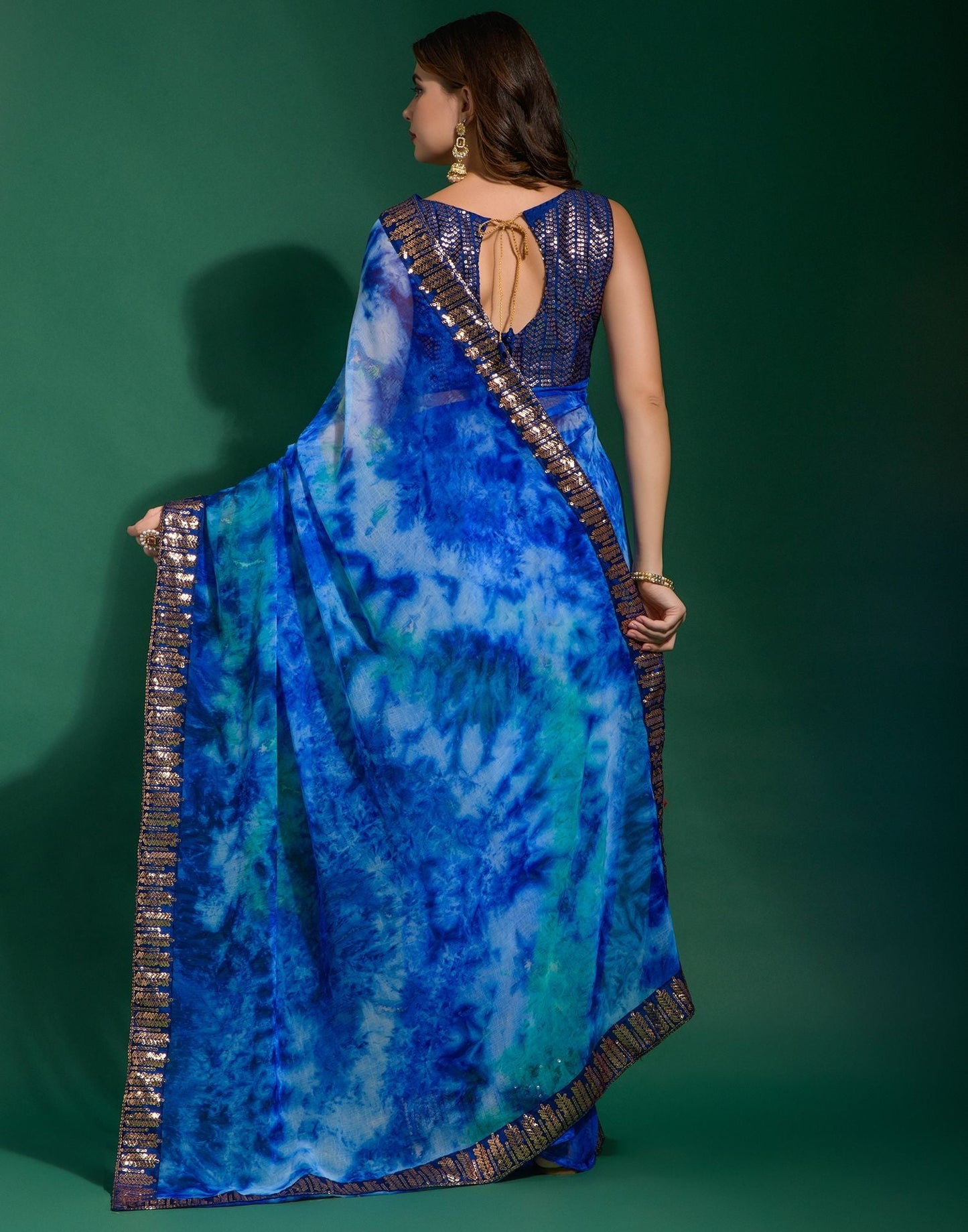 Blue Chiffon Digital Printed Saree | Leemboodi
