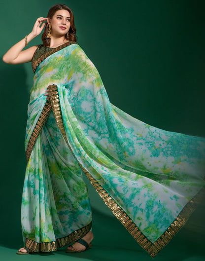 Multicoloured Chiffon Digital Printed Saree | Leemboodi