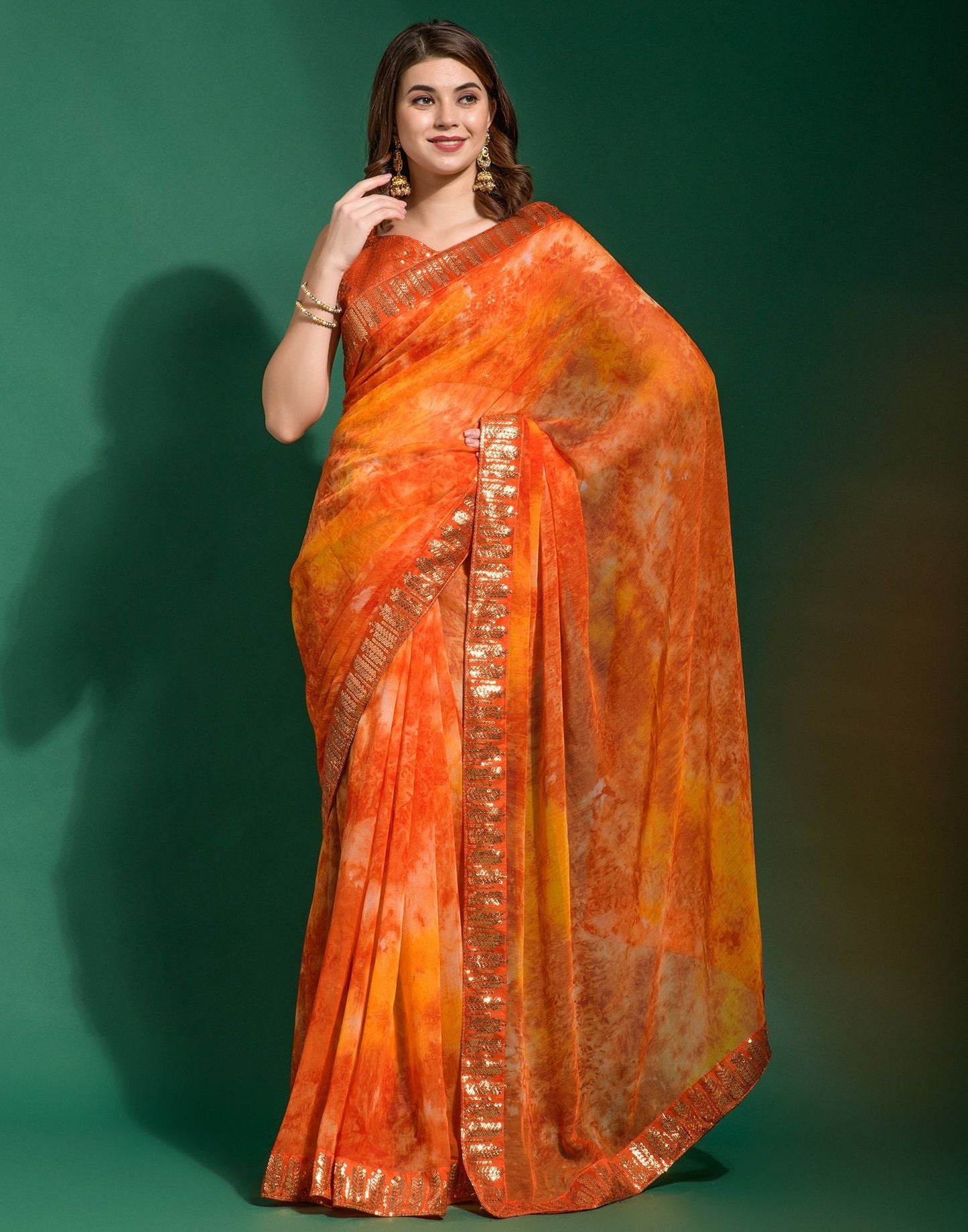 Multicoloured Chiffon Digital Printed Saree | Leemboodi