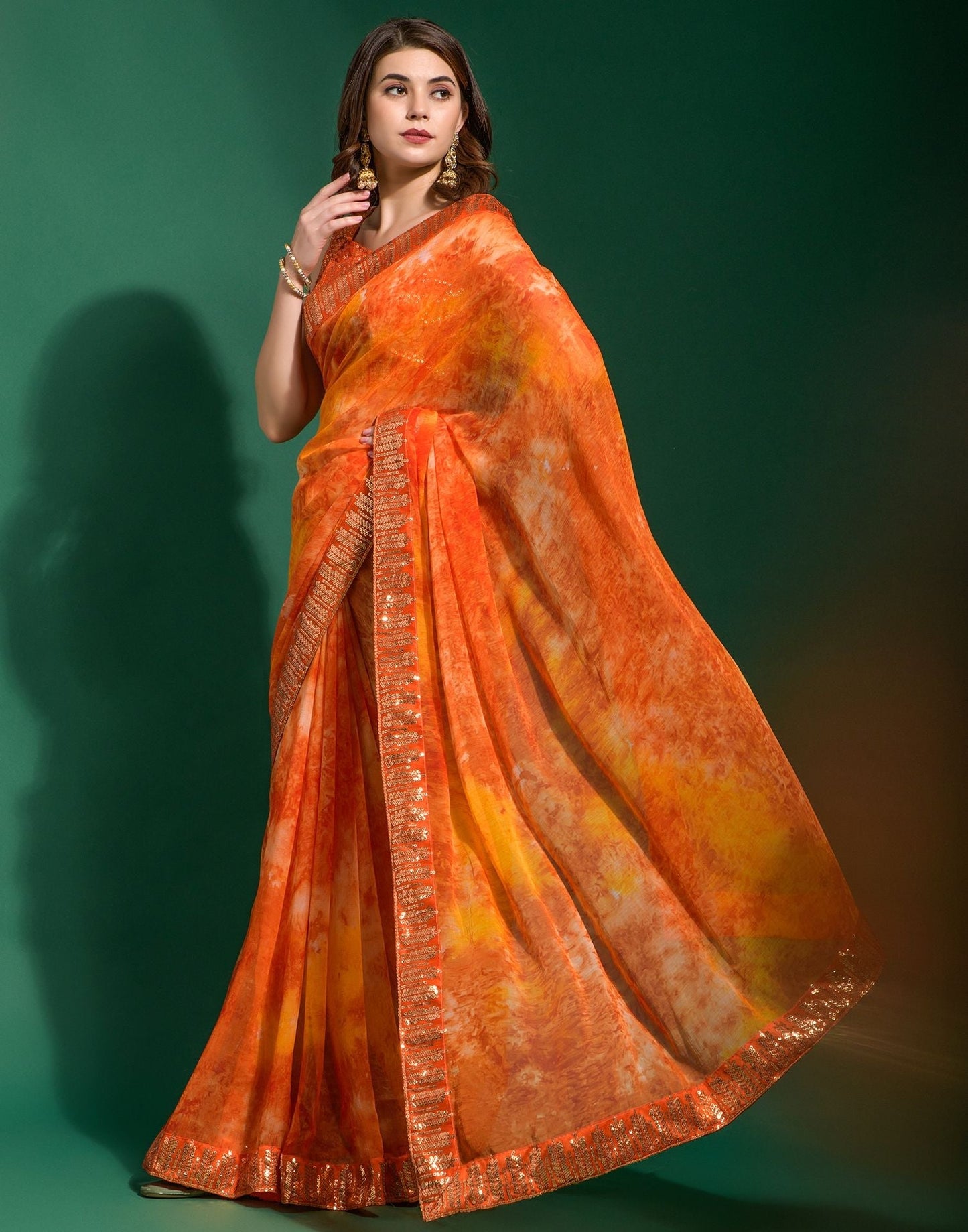 Multicoloured Chiffon Digital Printed Saree | Leemboodi