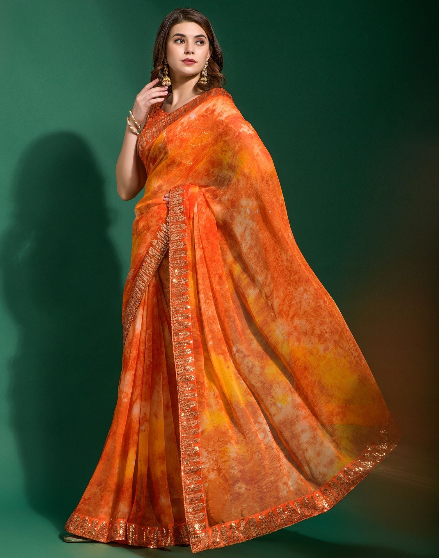 Multicoloured Chiffon Digital Printed Saree | Leemboodi