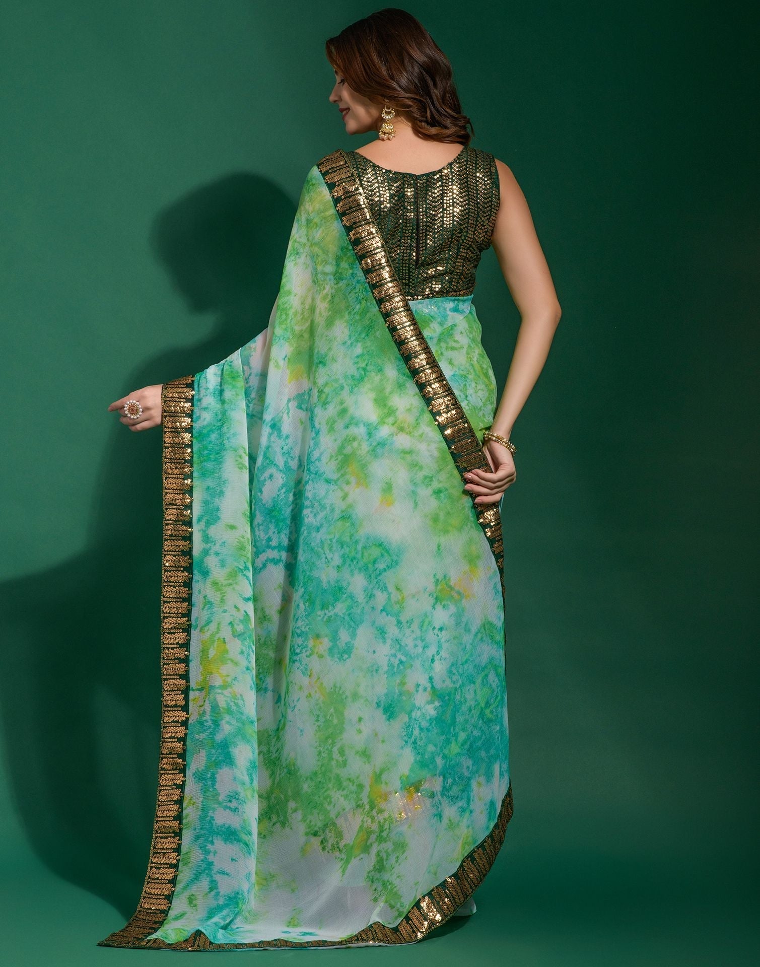 Multicoloured Chiffon Digital Printed Saree | Leemboodi
