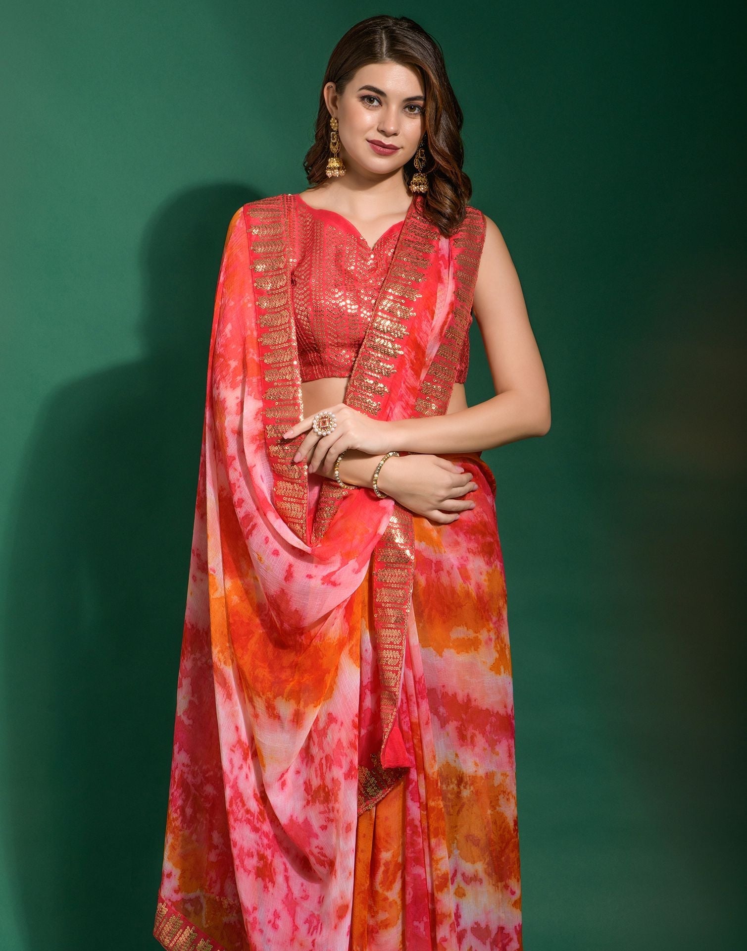 Multicoloured Chiffon Digital Printed Saree | Leemboodi