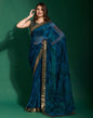 Dark Blue Chiffon Digital Printed Saree | Leemboodi