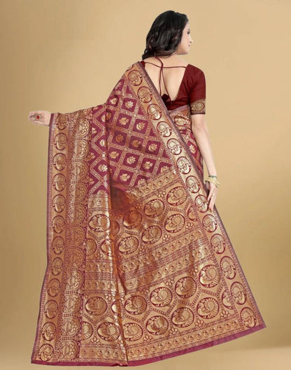 Maroon Banarasi Silk Saree