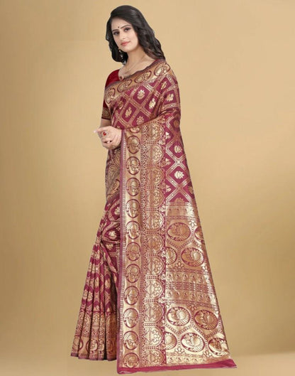 Maroon Banarasi Silk Saree