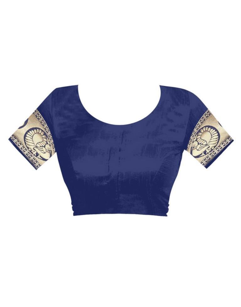 Navy Blue Jacquard Banarasi Silk Saree