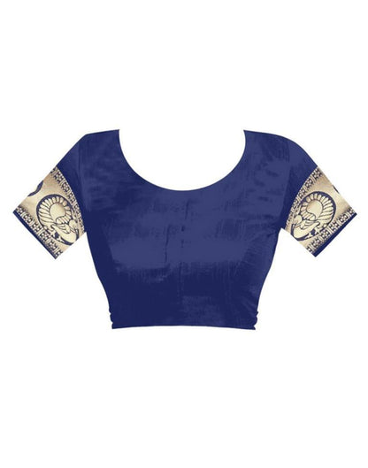 Navy Blue Jacquard Banarasi Silk Saree