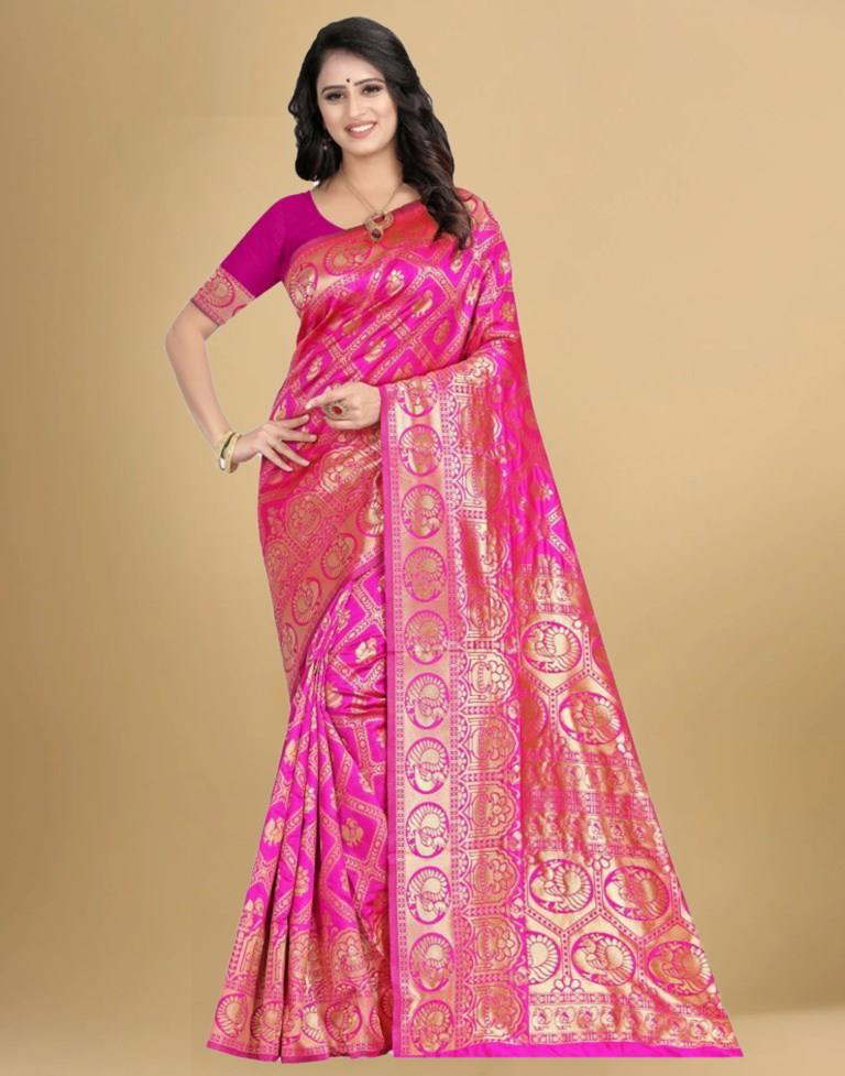 Pink Banarasi Silk Saree