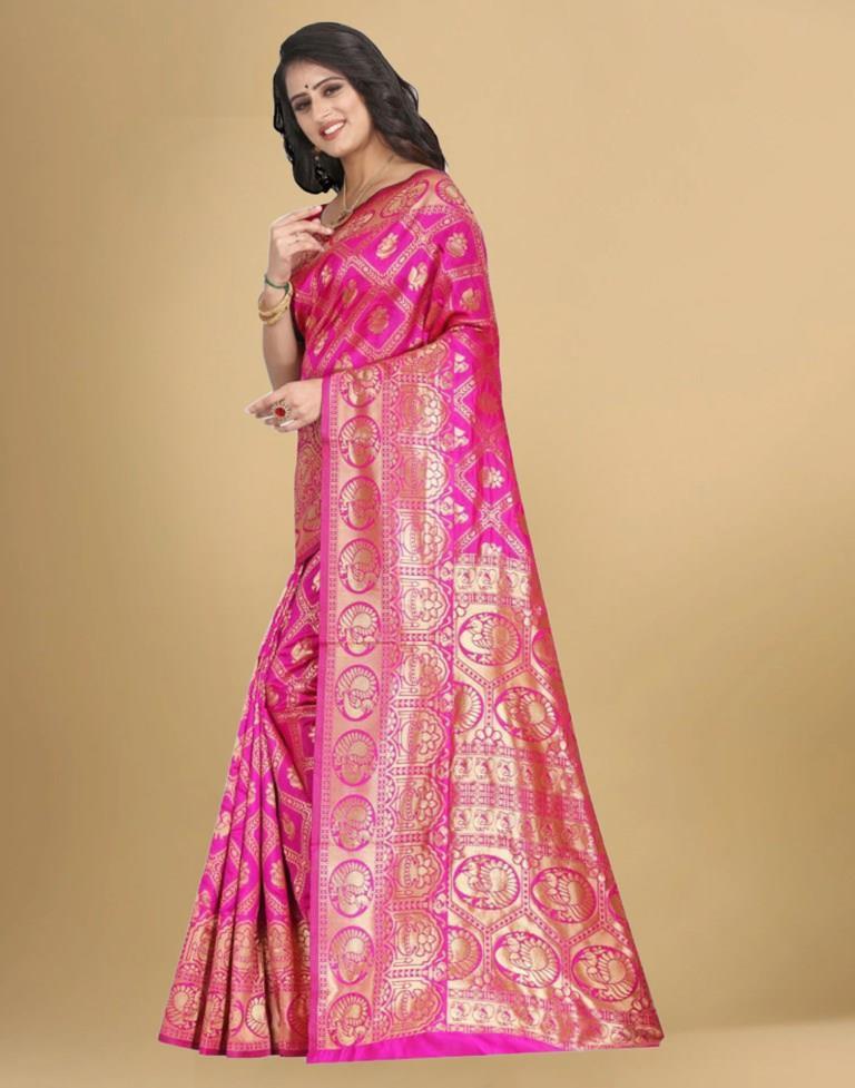 Pink Banarasi Silk Saree