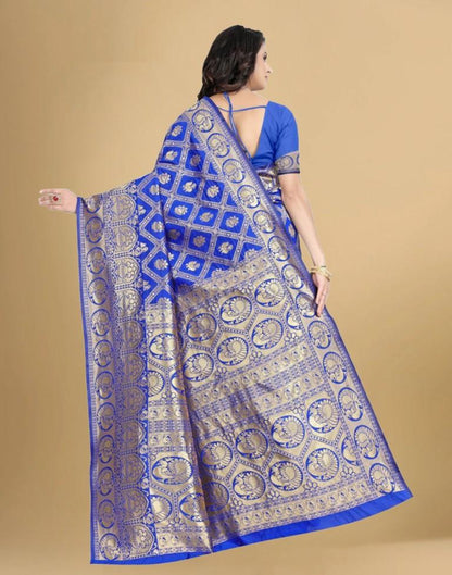Blue Jacquard Banarasi Silk Saree