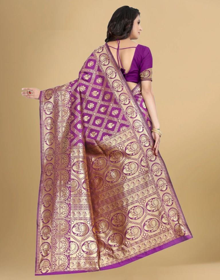 Wine Banarasi Silk Saree